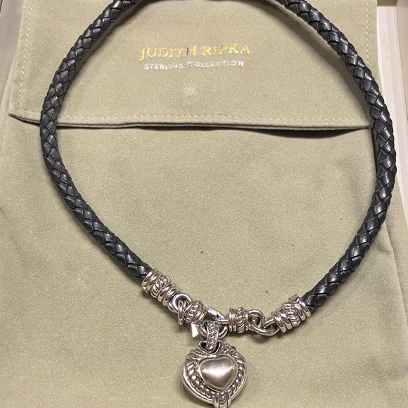 NWOT Judith Ripka sterling Silver Pendant on Black Cord Necklace - Picture 2 of 12